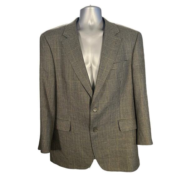 Jos. A Bank Tan and Blue Houndstooth Silk Wool Classic Blazer Size 44R - Picture 1 of 9